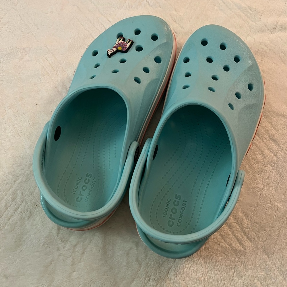 Crocs Unisex Ice Blue Pink Crocband Rubber Classic Solid Sandals Clogs M6 W8